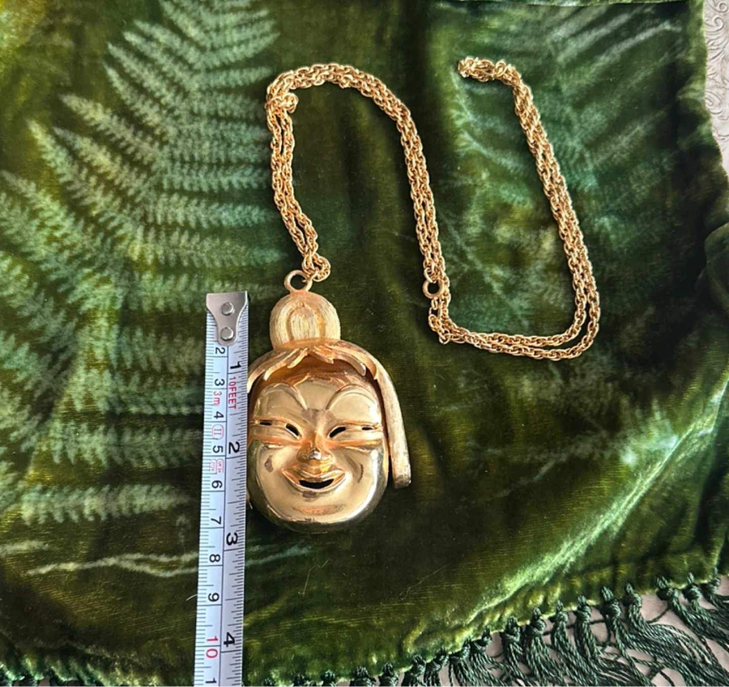 Vintage Vendôme Gold Tone Mask Pendant Necklace - photo 2