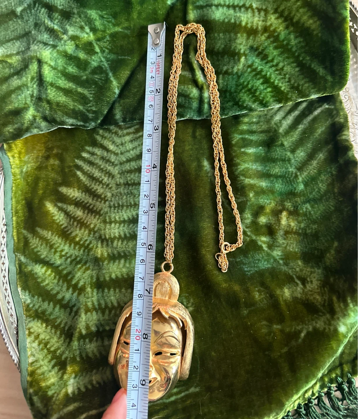 Vintage Vendôme Gold Tone Mask Pendant Necklace - photo 5