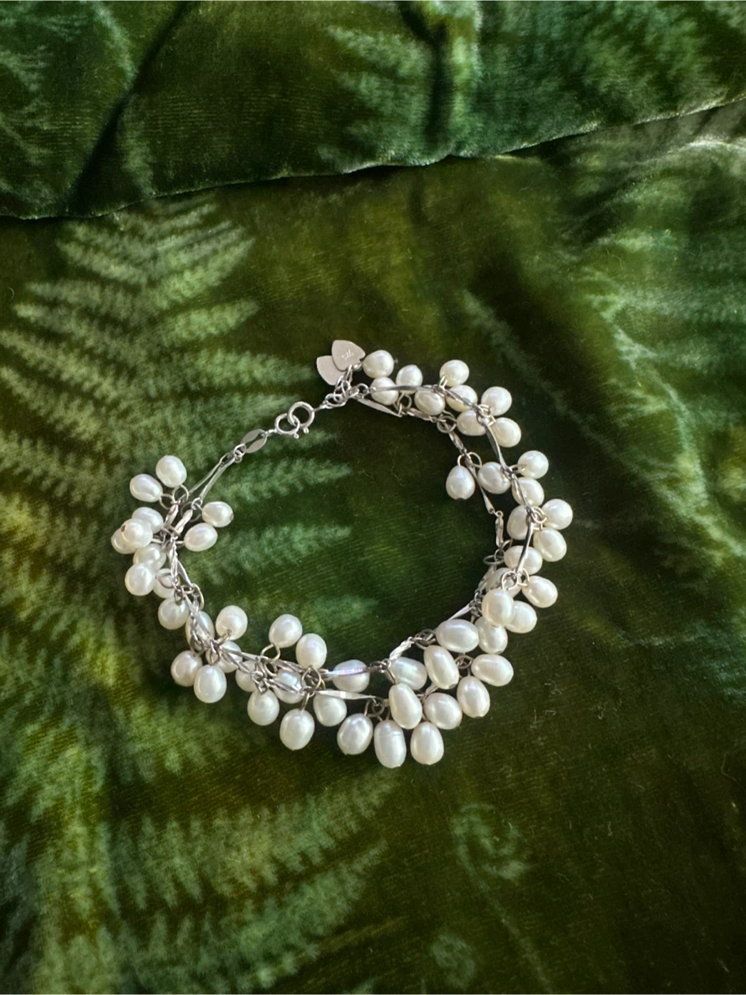 925 Sterling Silver natural Pearl Cluster Bracelet