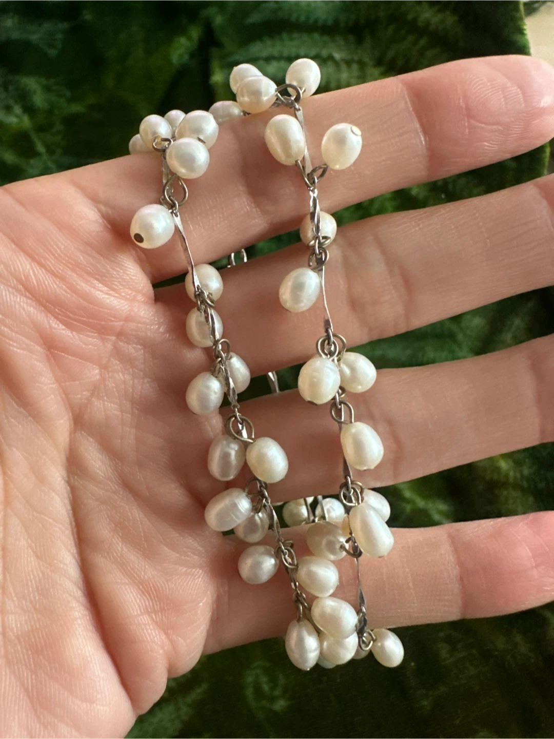 925 Sterling Silver natural Pearl Cluster Bracelet - photo 4