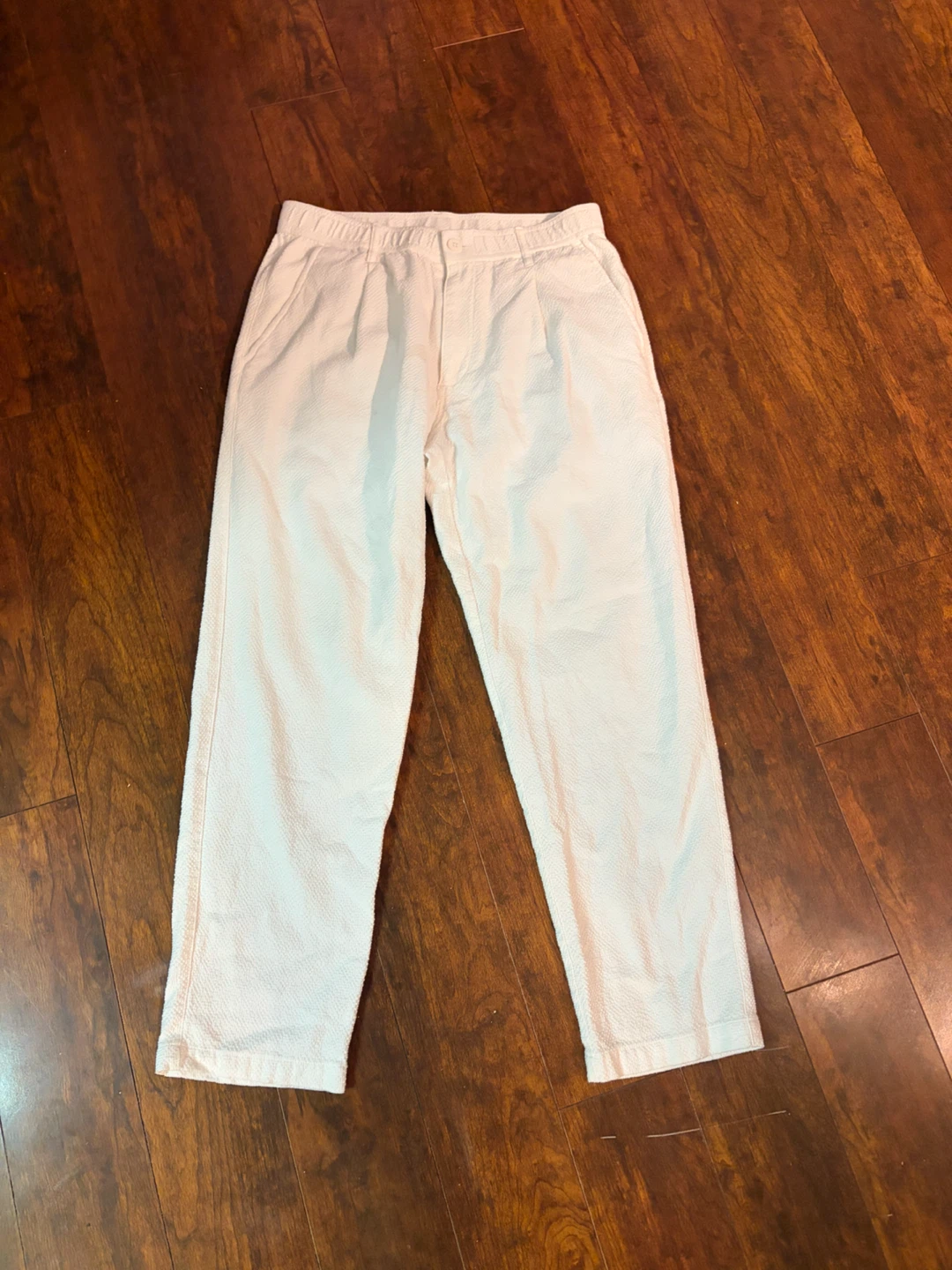ZARA White Textured Trousers