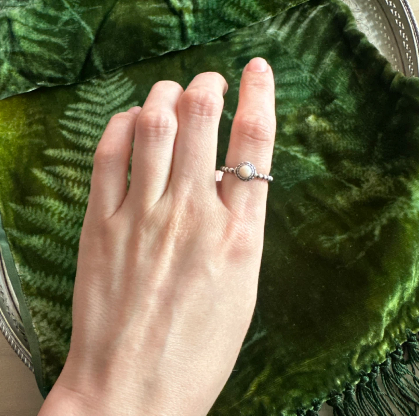 Pandora Silver Beaded Ring with Pearl