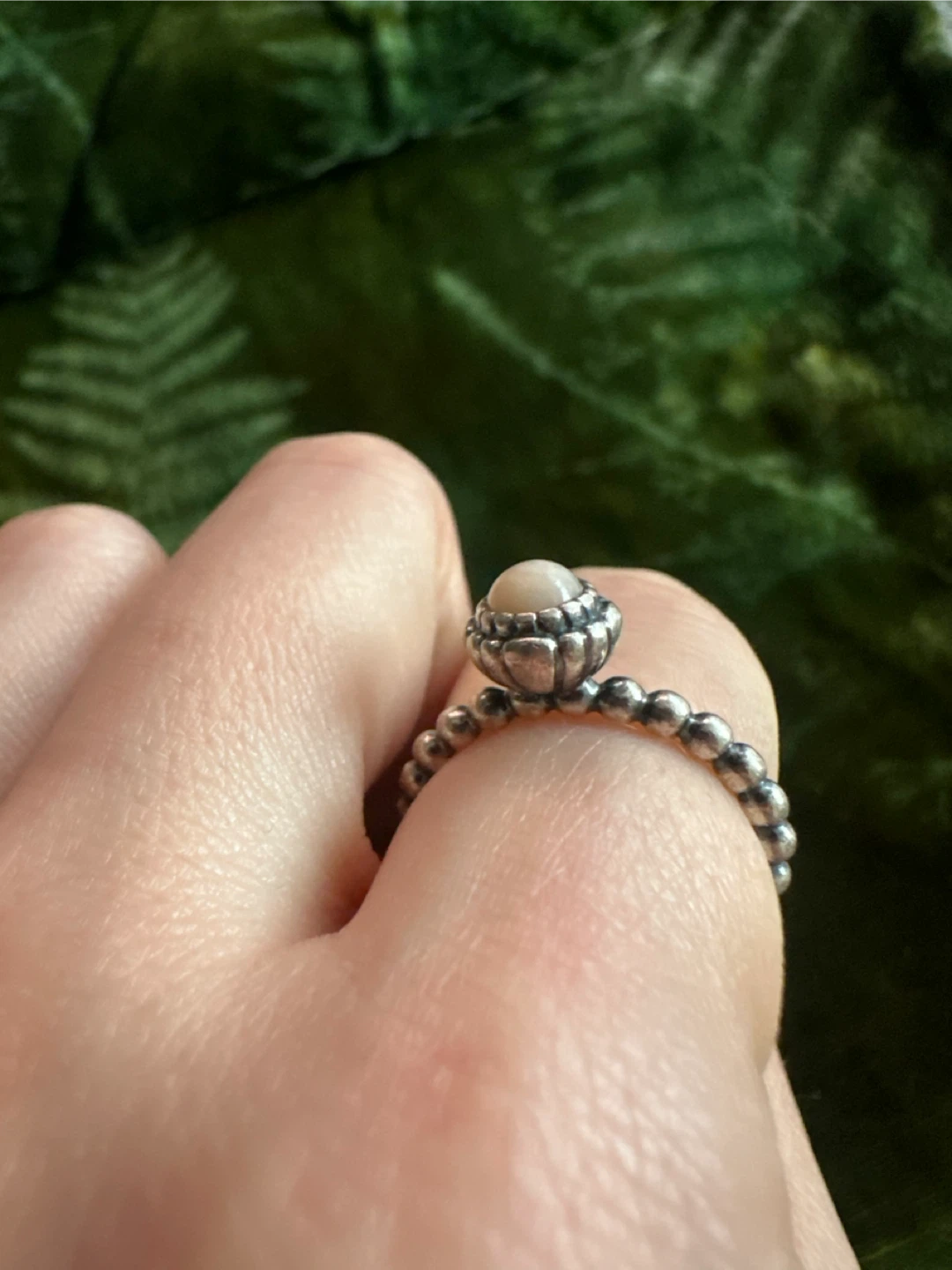 Pandora Silver Beaded Ring with Pearl - photo 4