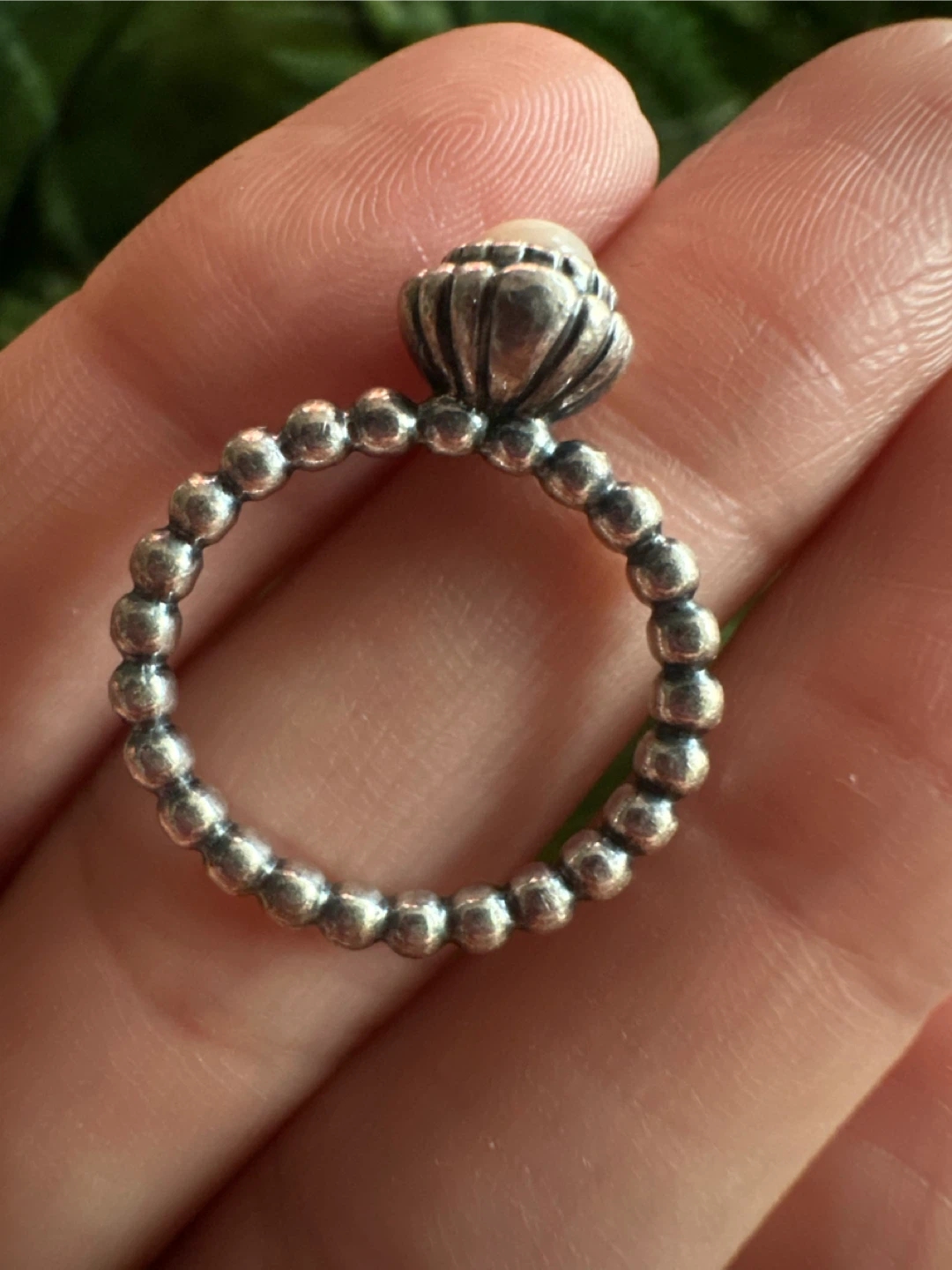 Pandora Silver Beaded Ring with Pearl - photo 5