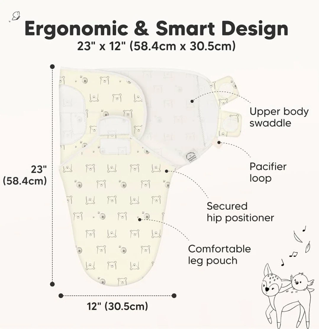 👶 KeaBabies Soothe Swaddle Wraps – Brand New 3-Pack - photo 3