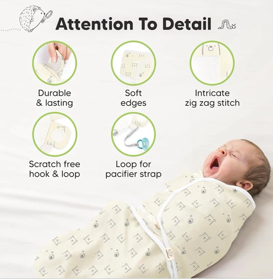 👶 KeaBabies Soothe Swaddle Wraps – Brand New 3-Pack - photo 5