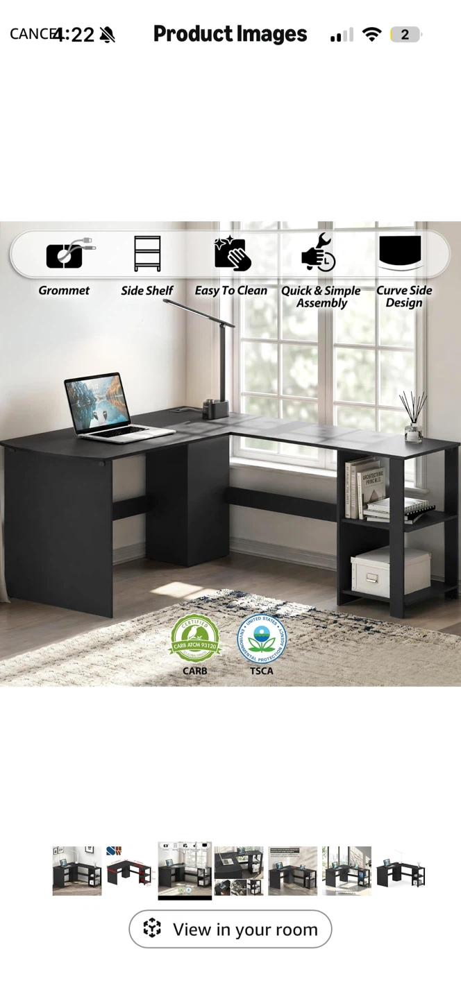 SHW L-Shaped Corner Desk - photo 4