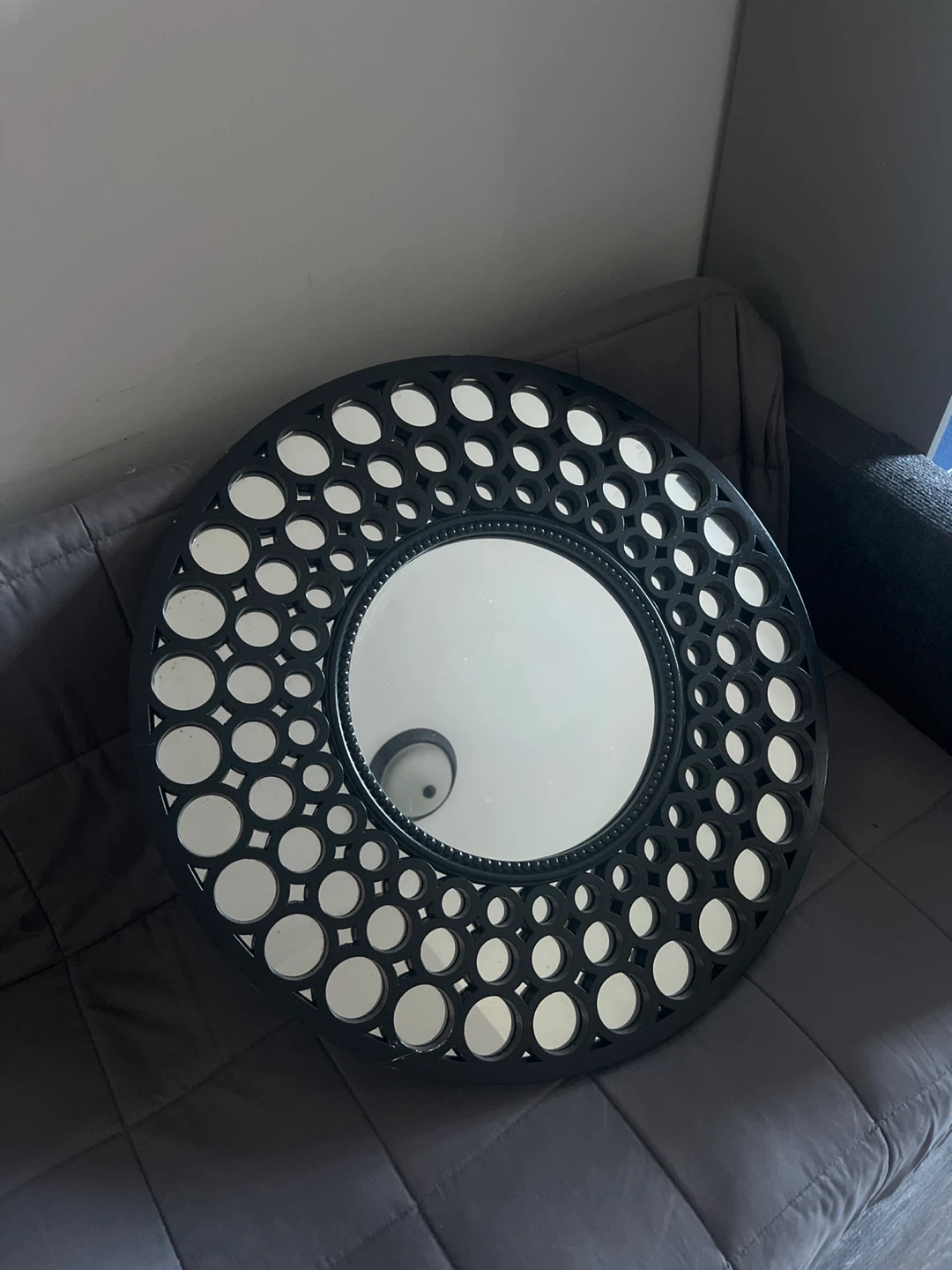 Black Circular Decorative Wall Mirror