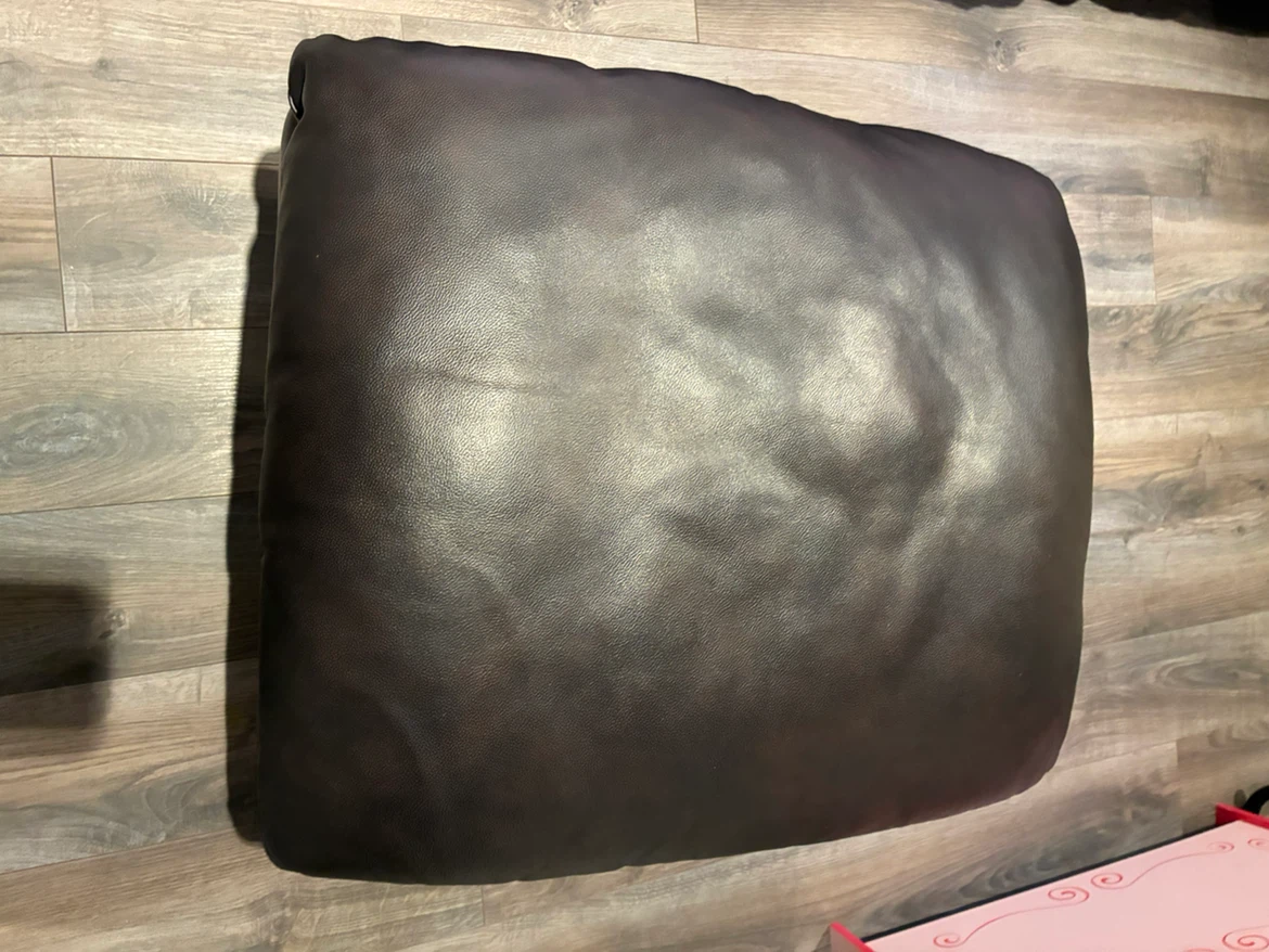 Dark Brown Leather Ottoman - photo 2
