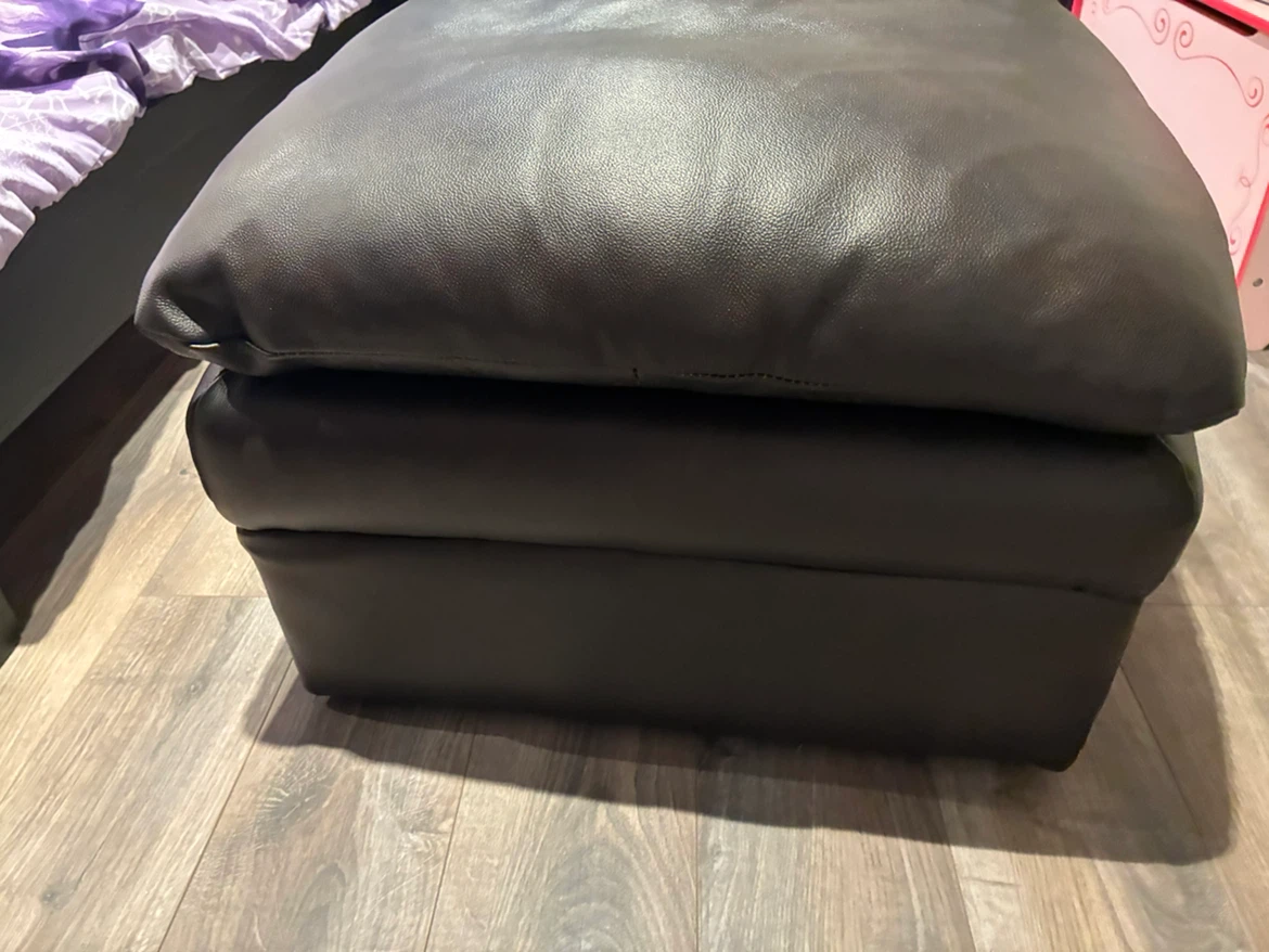 Dark Brown Leather Ottoman - photo 4