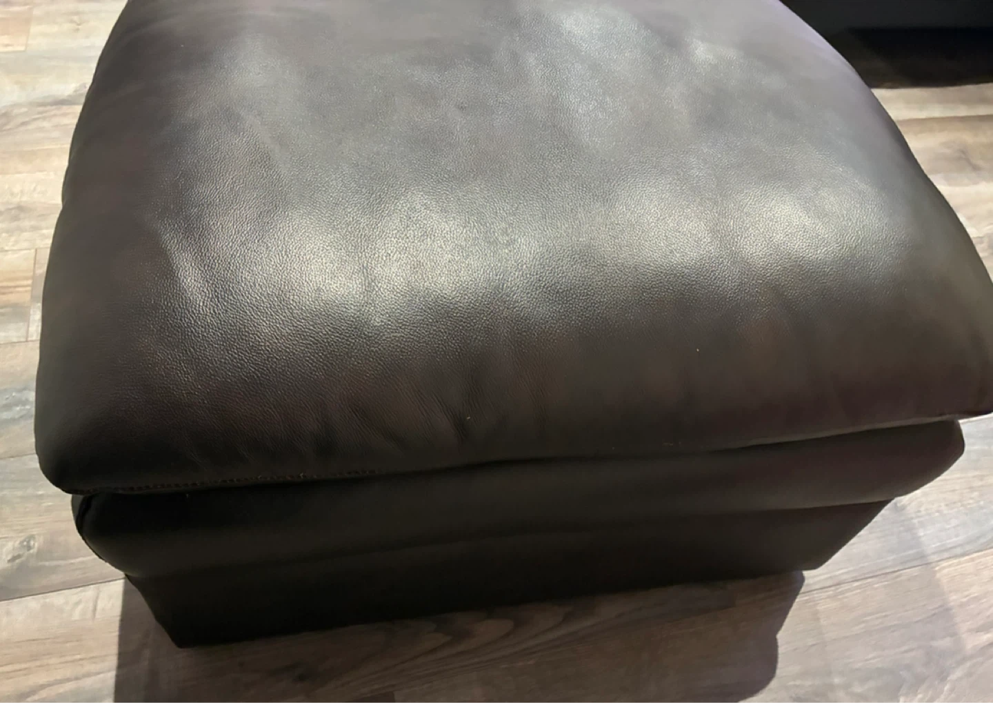 Dark Brown Leather Ottoman