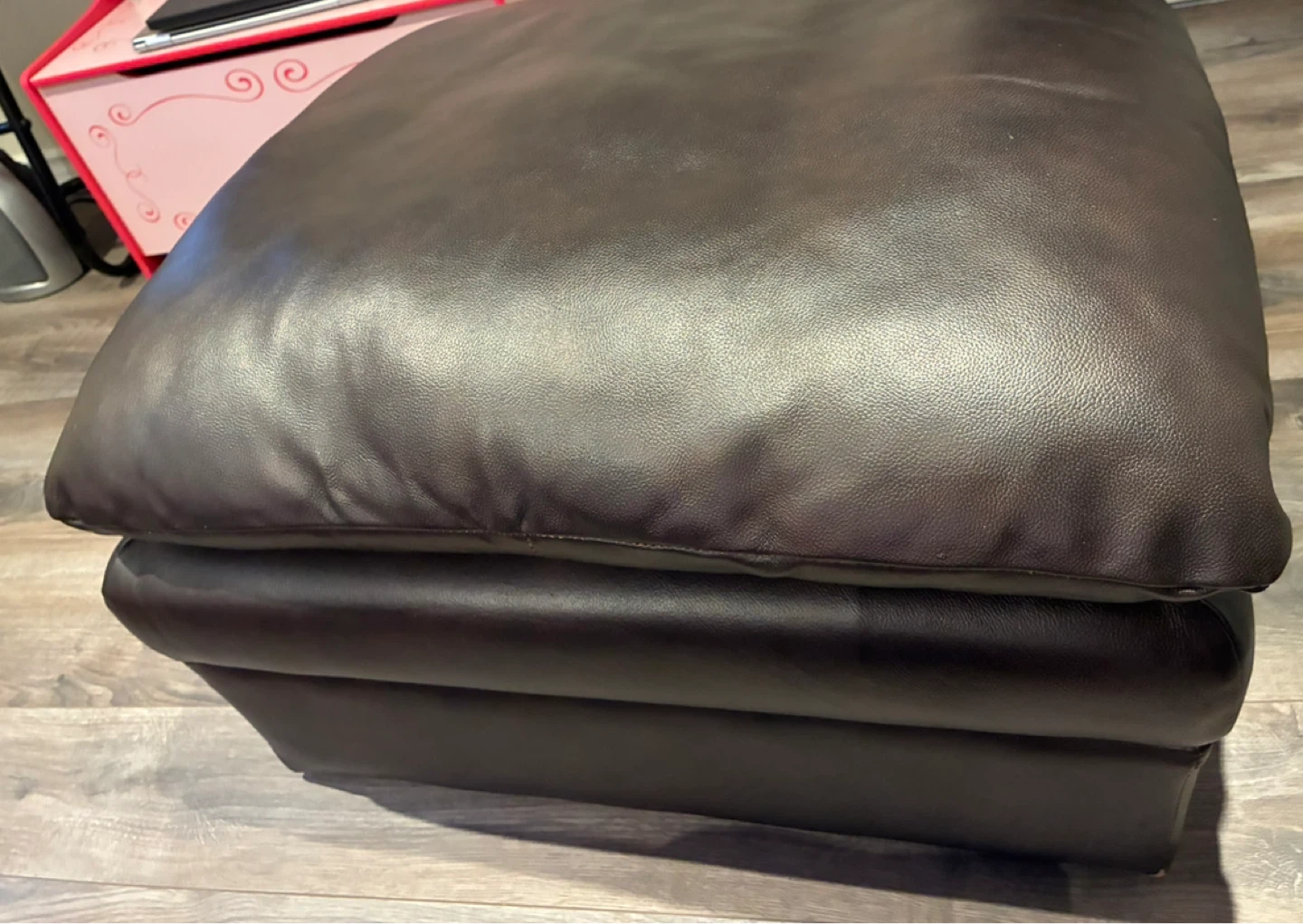 Dark Brown Leather Ottoman - photo 3