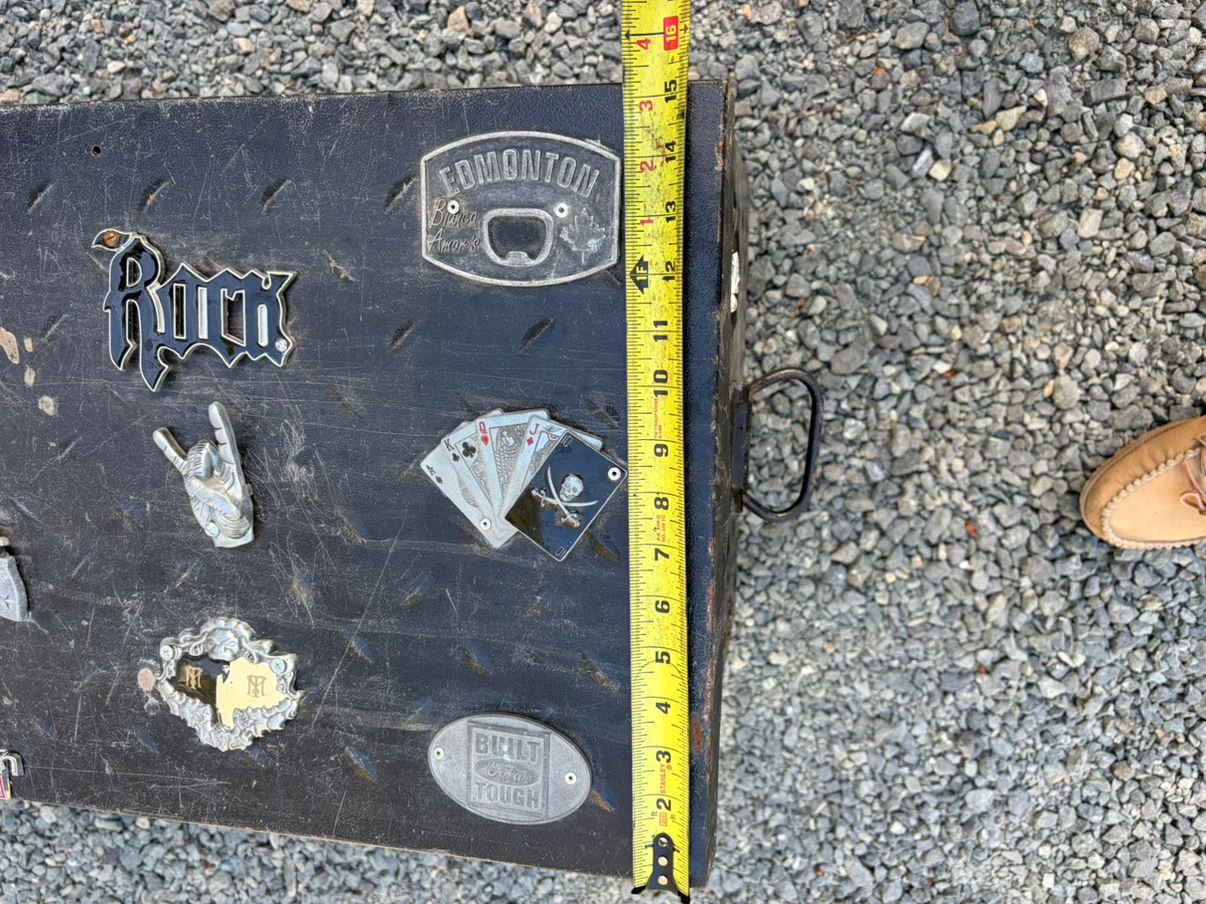 Large Black Metal Tool Chest with Decorative Emblems - photo 2