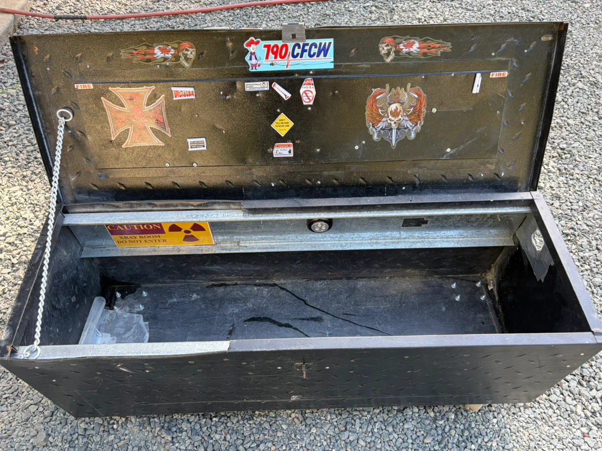 Large Black Metal Tool Chest with Decorative Emblems - photo 4