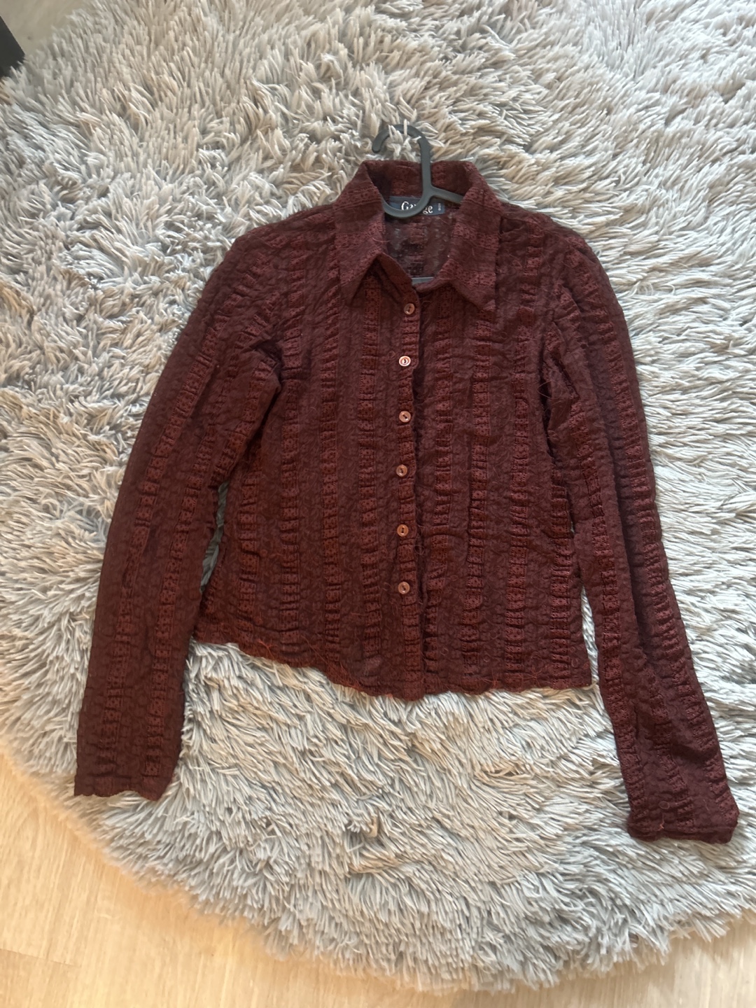 Garage Burgundy Lace Button-Down Shirt - photo 5