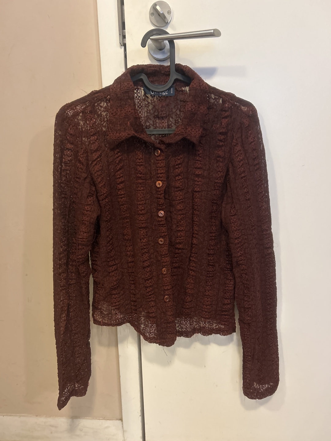 Garage Burgundy Lace Button-Down Shirt