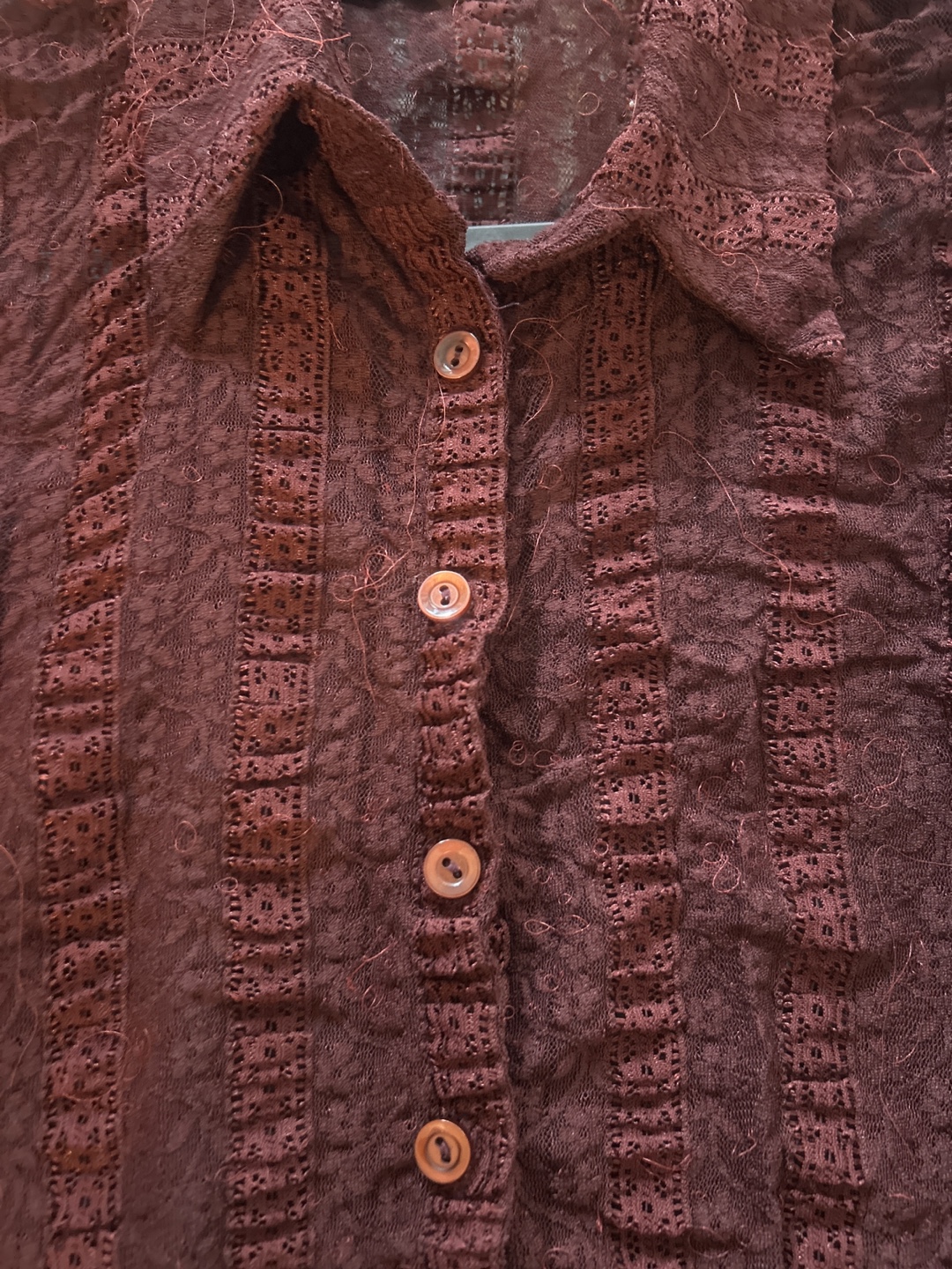 Garage Burgundy Lace Button-Down Shirt - photo 3