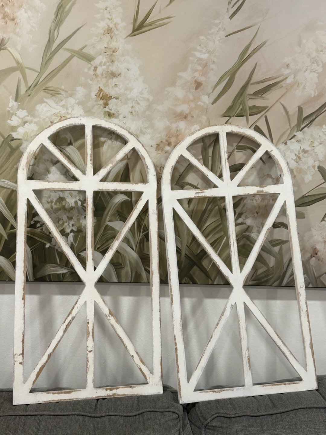 Set of Two Distressed White Arched Window Wall Decor - photo 2