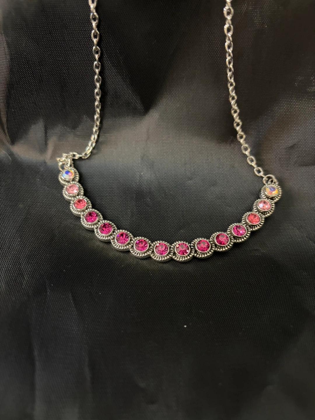 Paparazzi Pink Rhinestone Necklace and Earring Set - photo 2