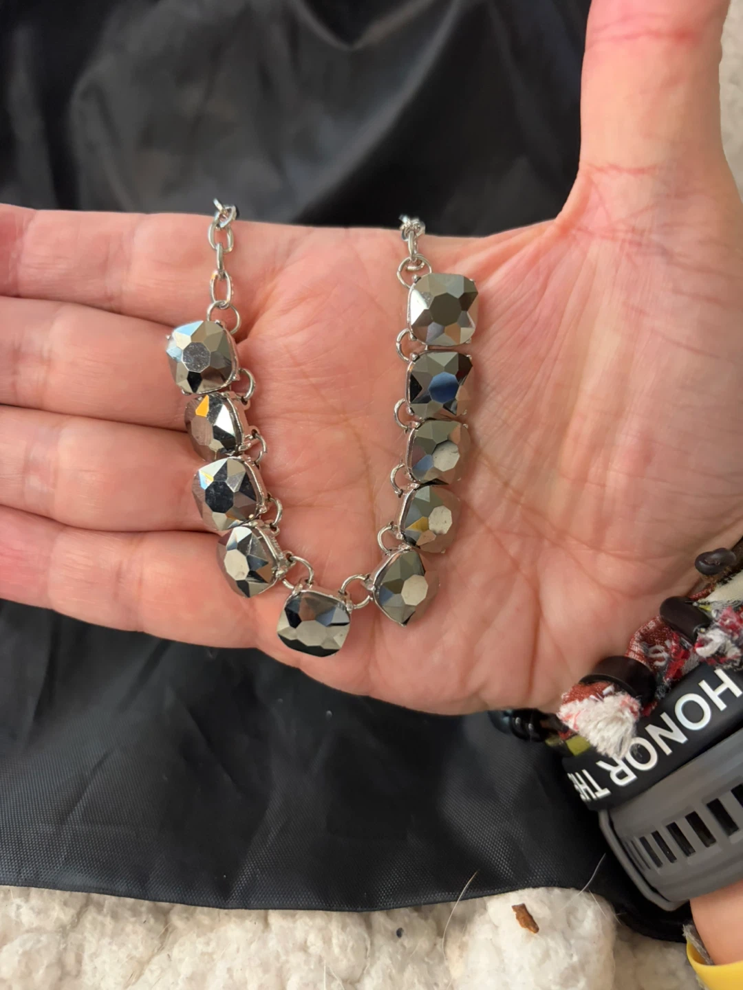 Silver-Tone Faceted Crystal Statement Necklace