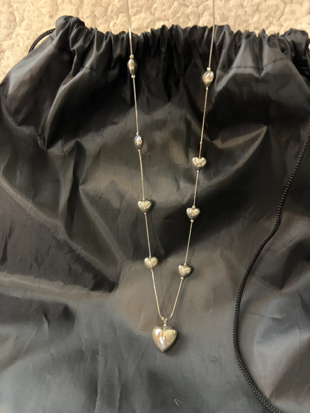 Silver-Tone Heart Charm Necklace