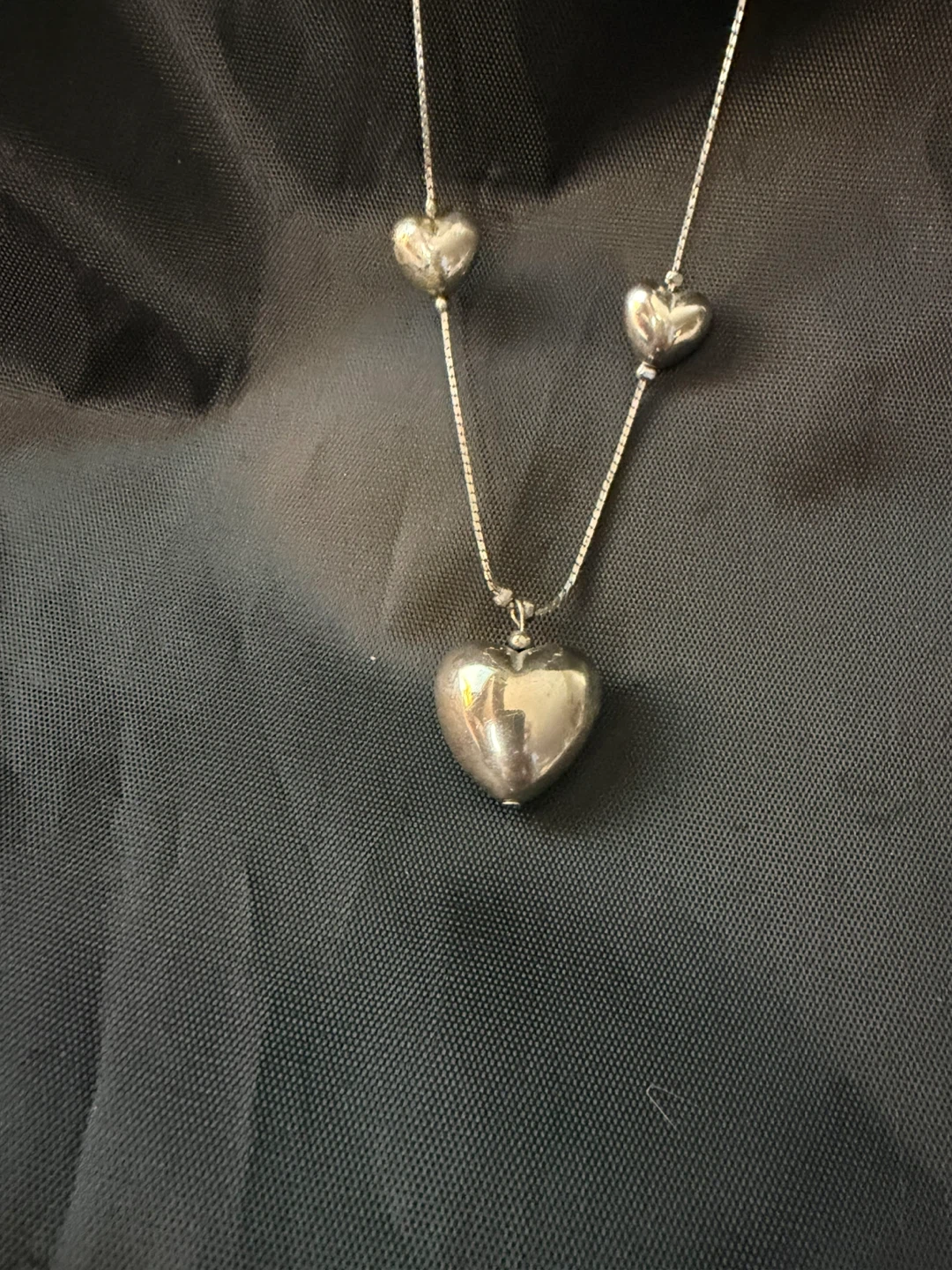 Silver-Tone Heart Charm Necklace - photo 4