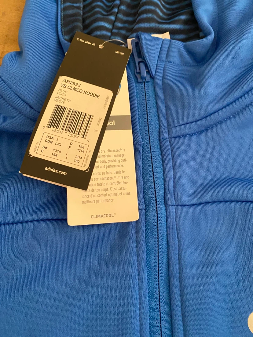 New Adidas Climacool Youth Hoodie - Blue - Large - photo 3