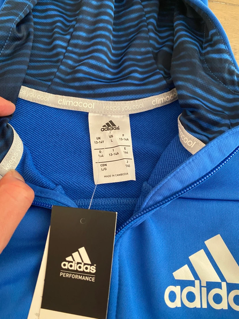 New Adidas Climacool Youth Hoodie - Blue - Large - photo 5