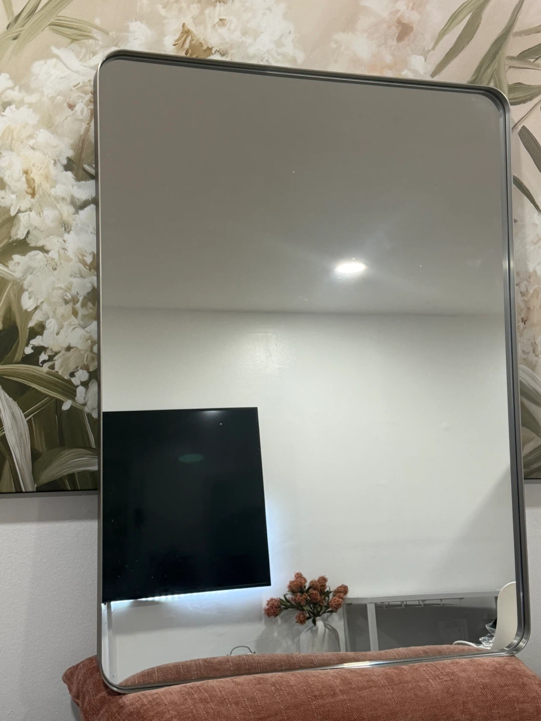 LOAAO Brushed Nickel Rounded Rectangle Mirror 22x30 Inch - photo 5