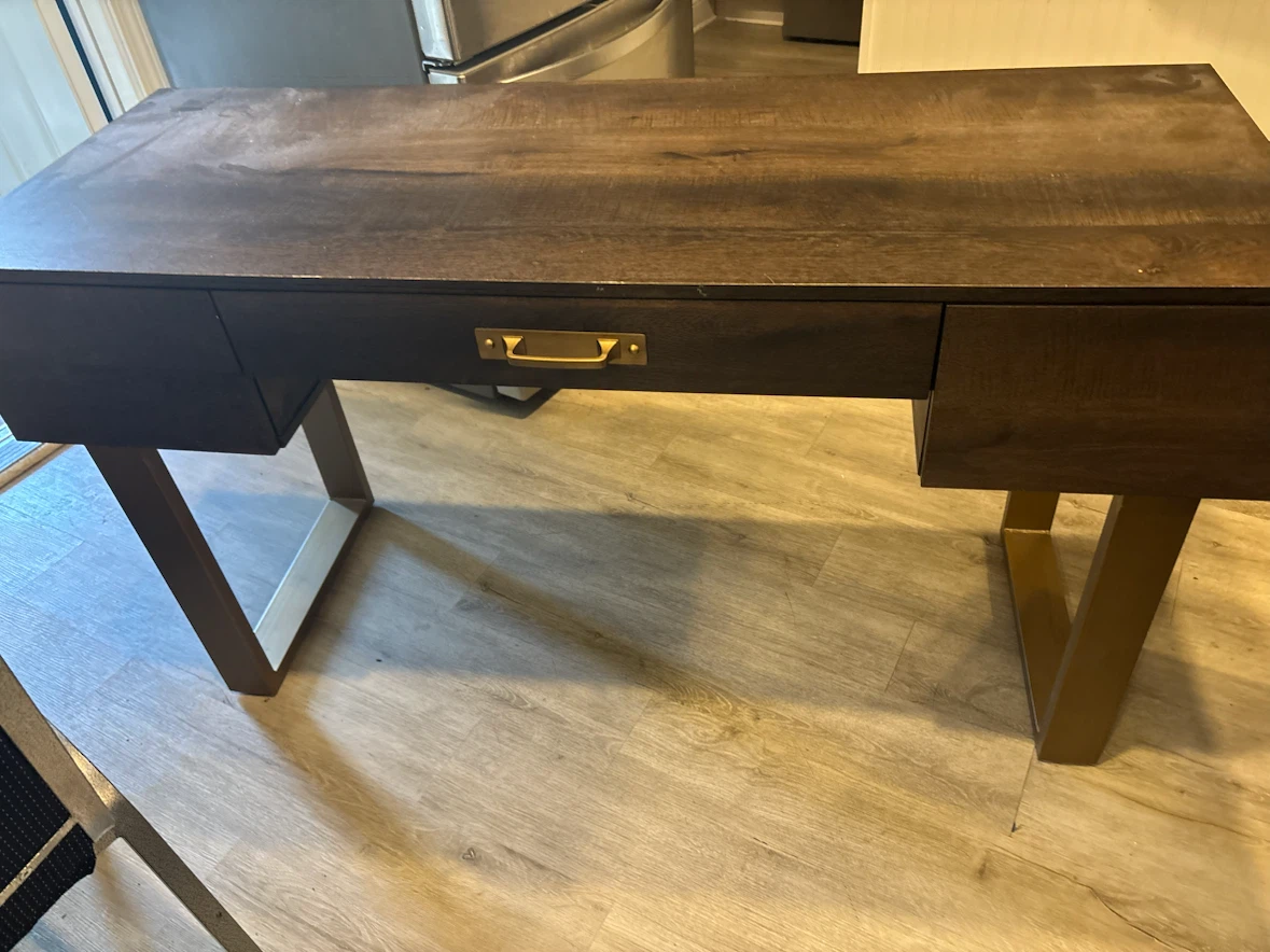 Dark Wood Desk with Gold Legs