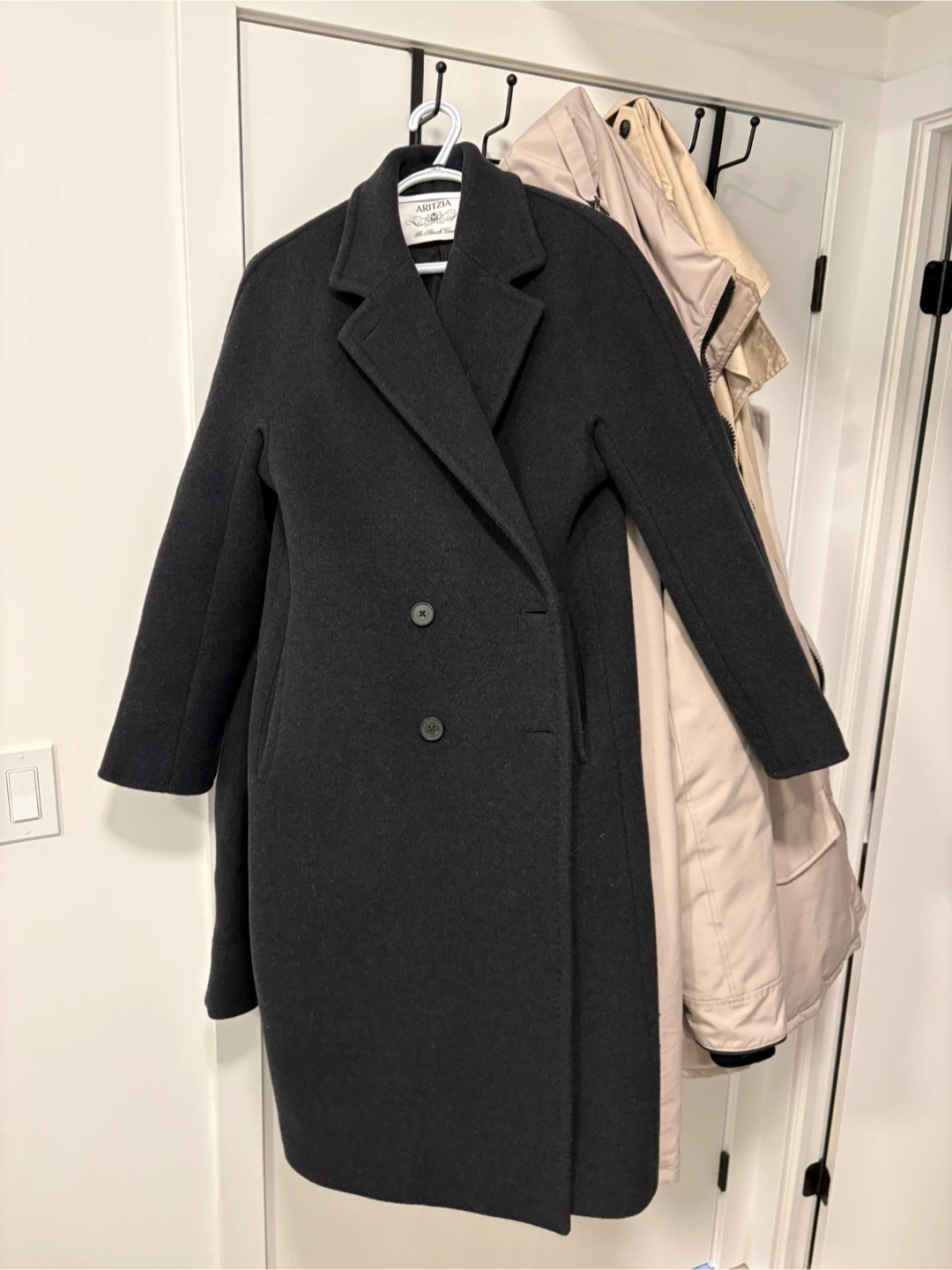 Aritzia The Slouch Coat Heather Black Size S - photo 2
