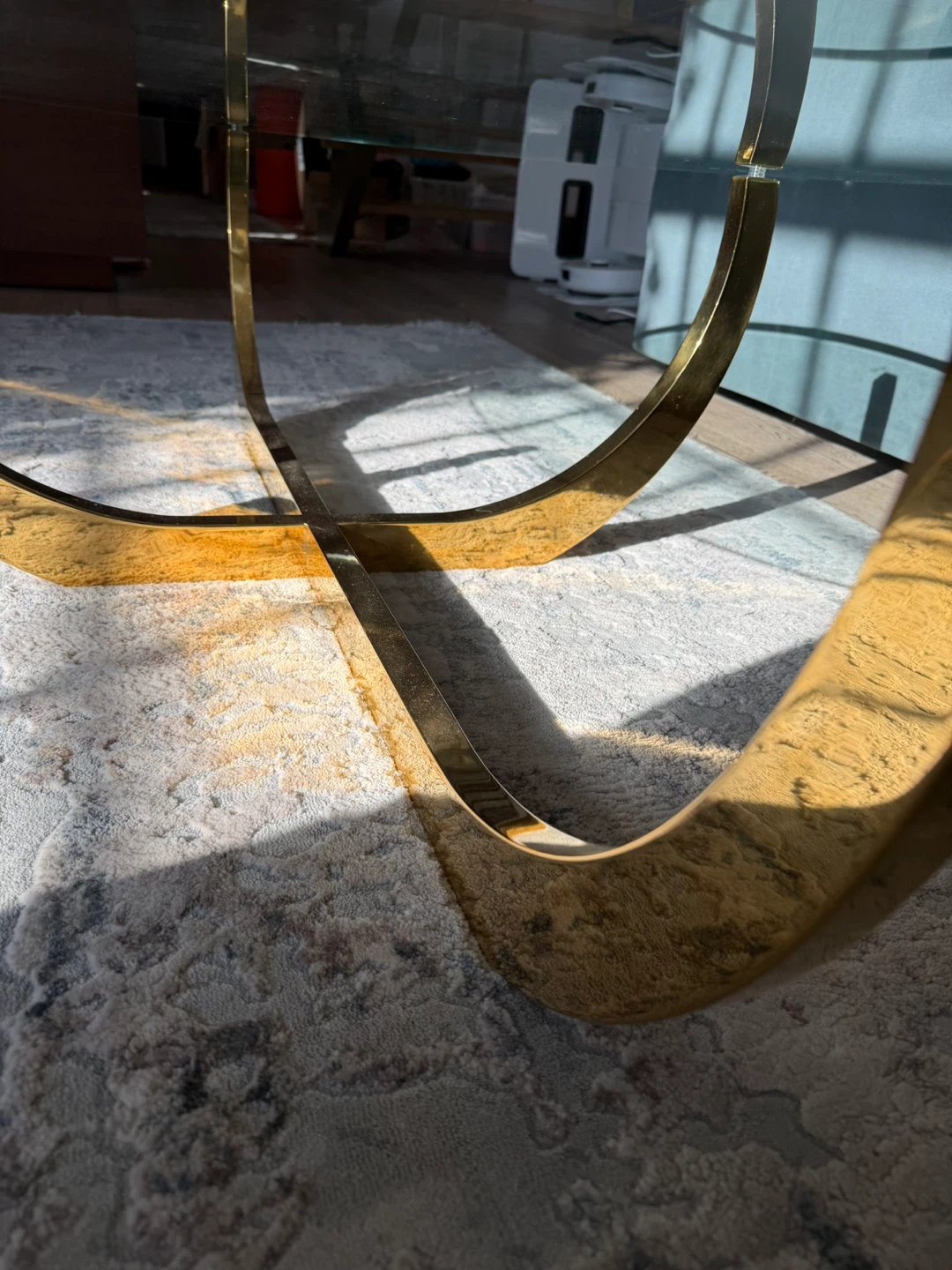 [Moving Sale] Oval Glass Coffee Table – Brass Base - photo 3