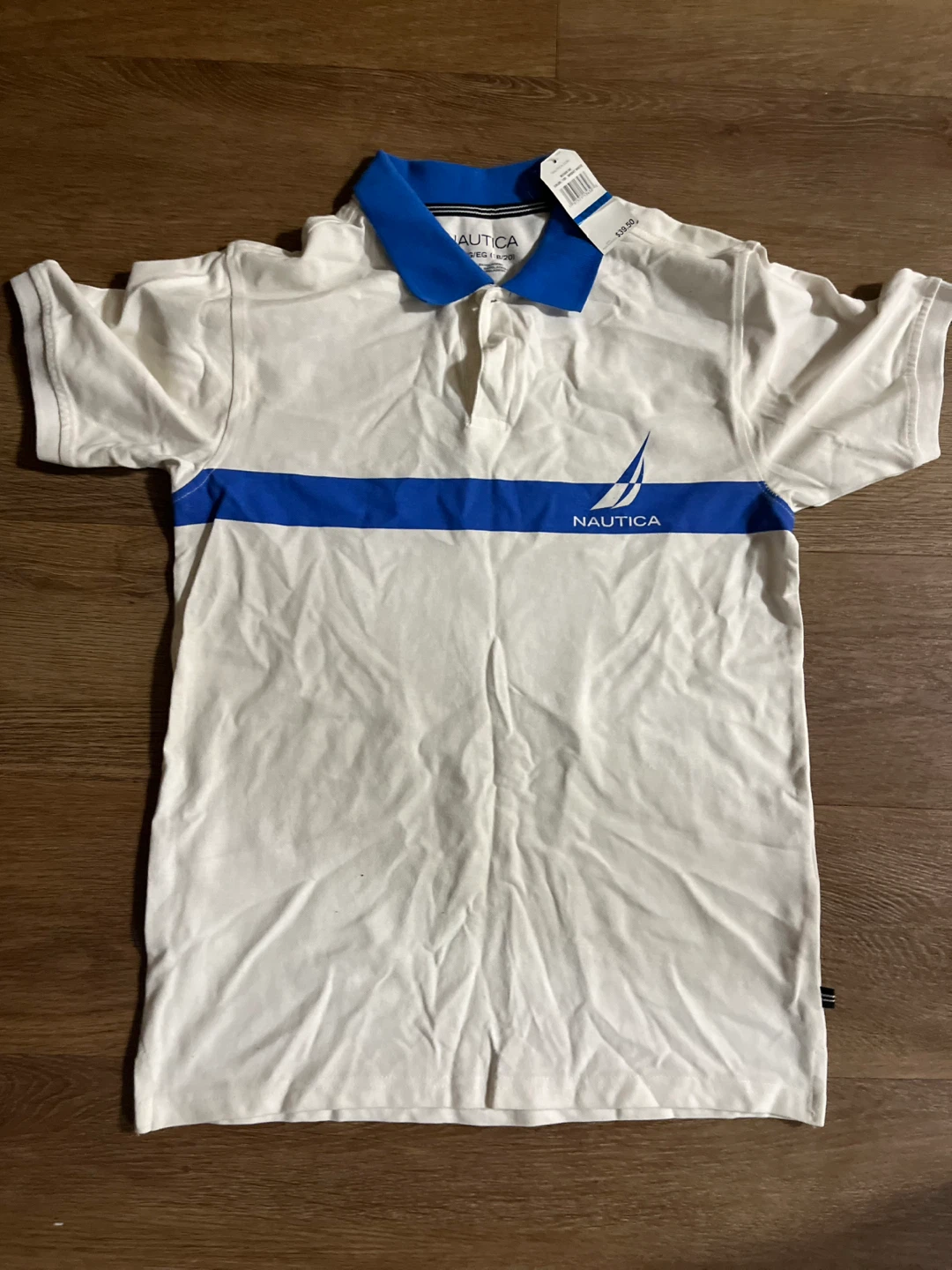 Nautica White and Blue Polo Shirt