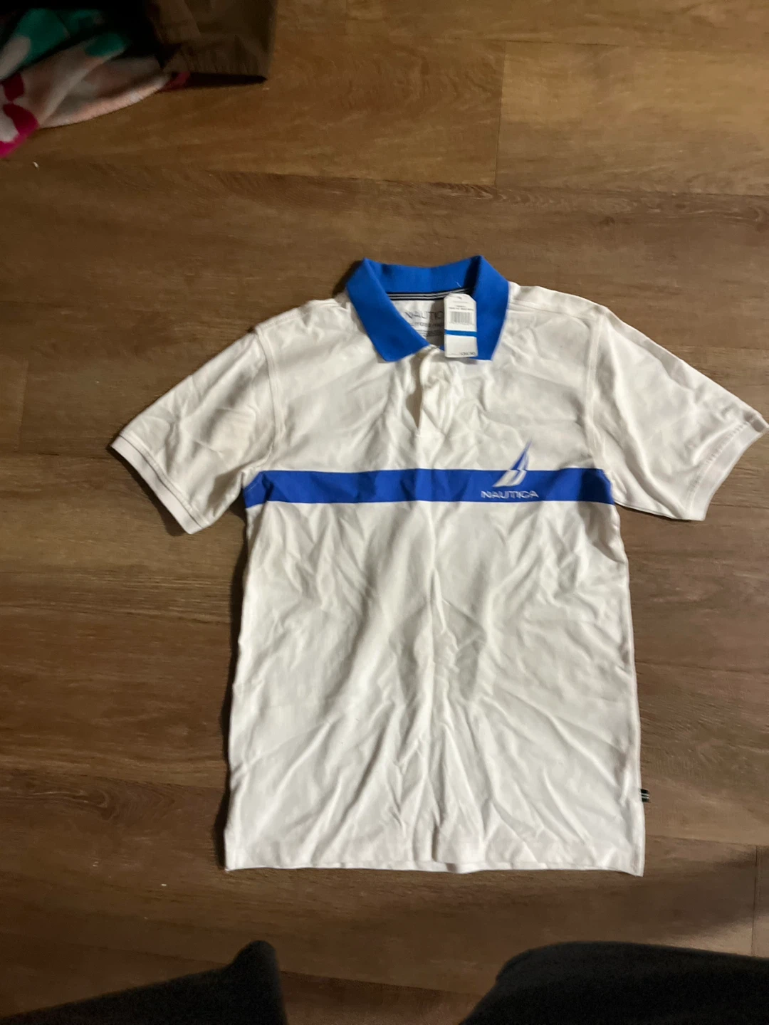 Nautica White and Blue Polo Shirt - photo 2
