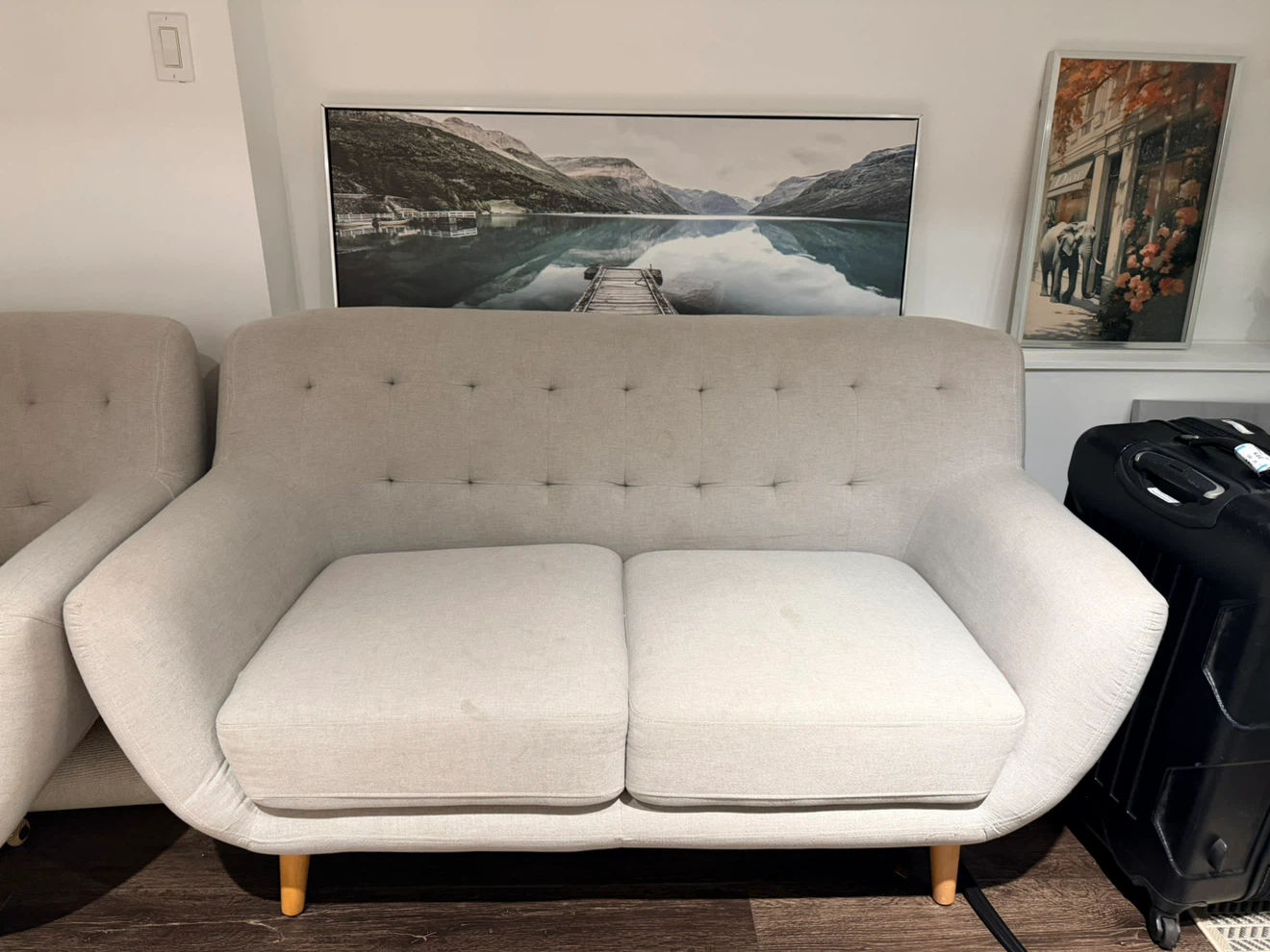 Structube light grey two-seater sofa,