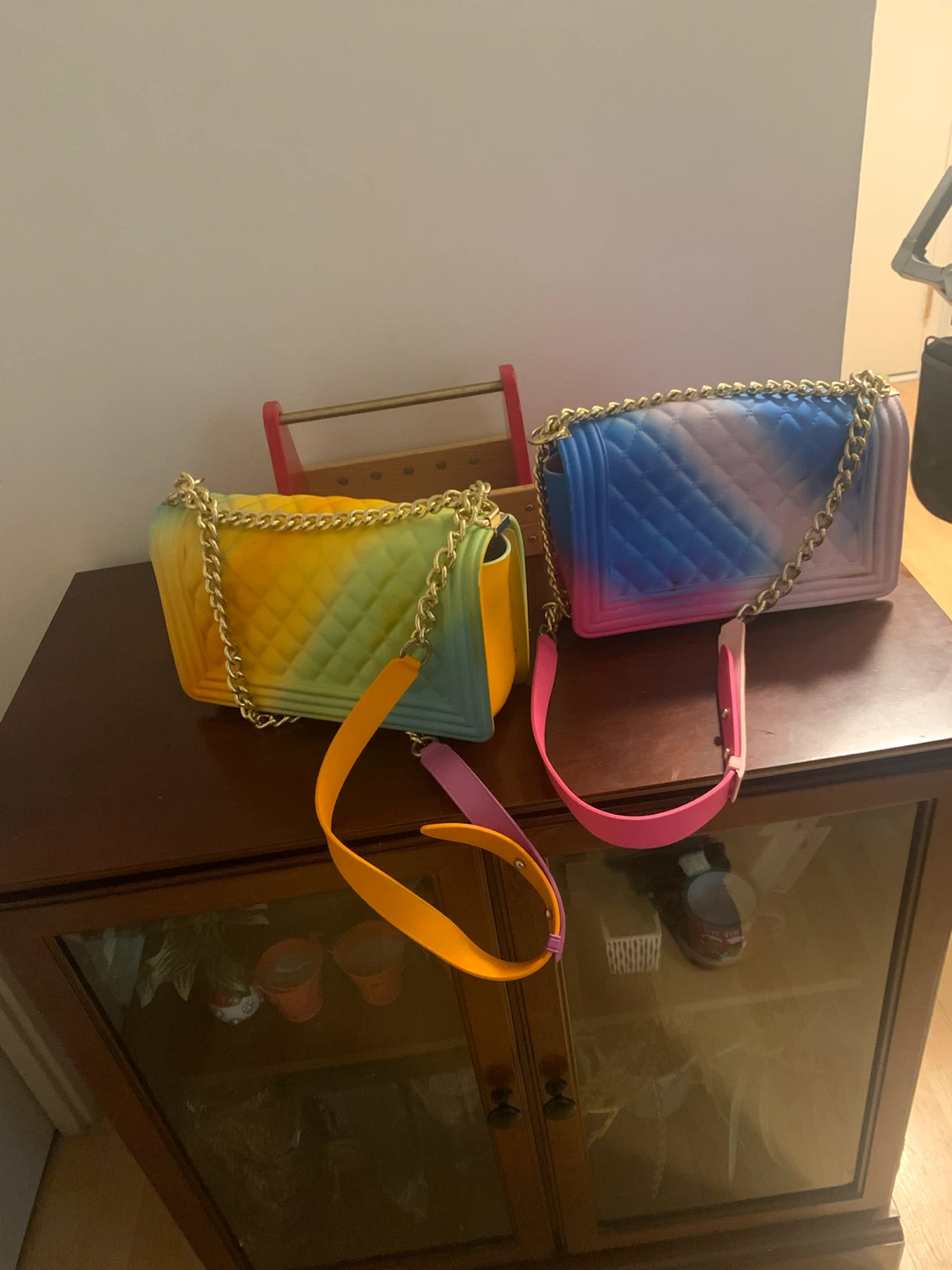 Two Quilted Jelly Crossbody Bags 20$ each