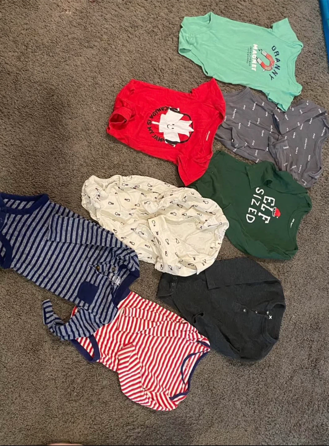 Set of Assorted Baby Bodysuits - 12-18 Months