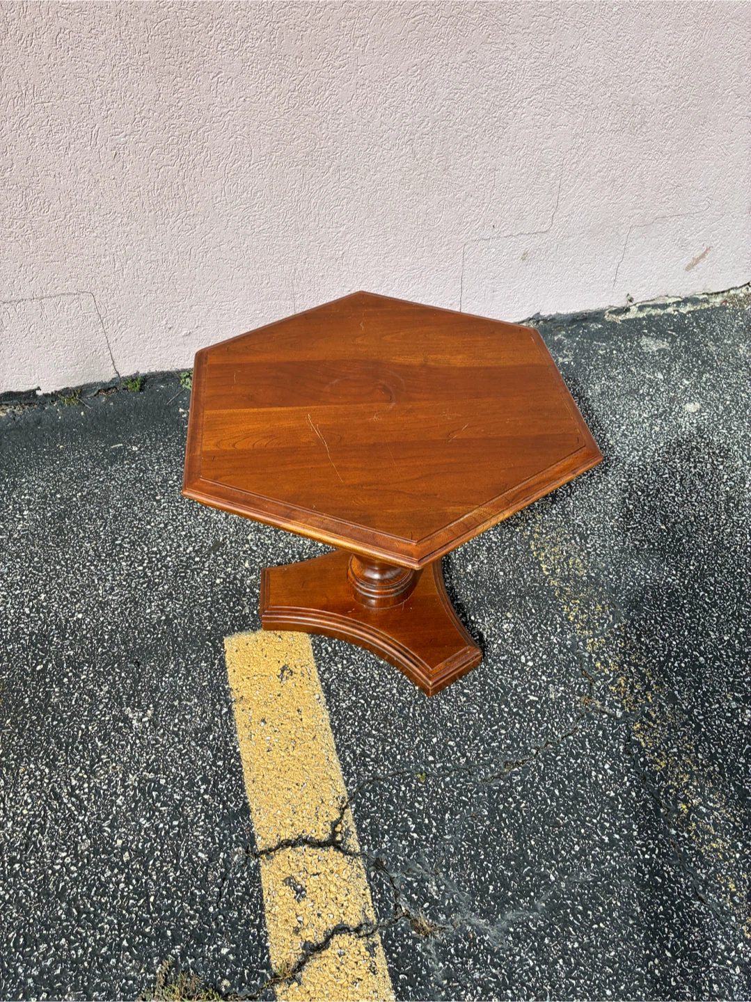 Ethan Allen Hexagon End Table Side Table Wood - photo 2