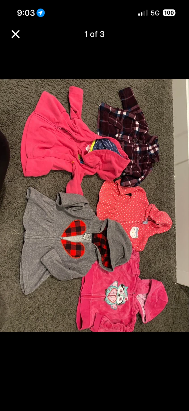 Lot of 5 Baby Girl Jackets and Hoodies