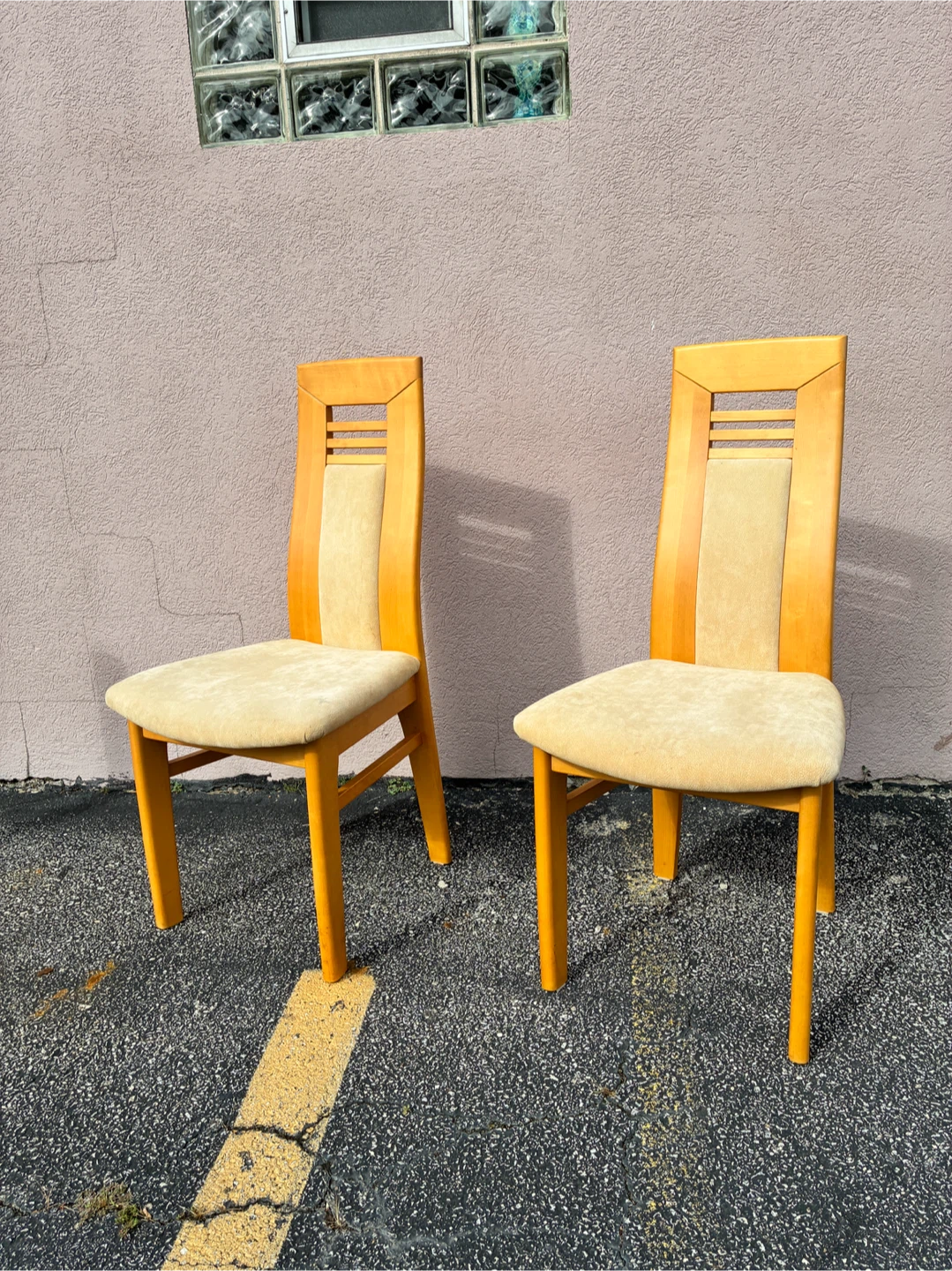 Made in Polish Chairs Modern Kitchen Dining Wood Suede