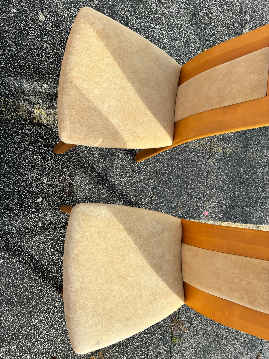 Made in Polish Chairs Modern Kitchen Dining Wood Suede - photo 3
