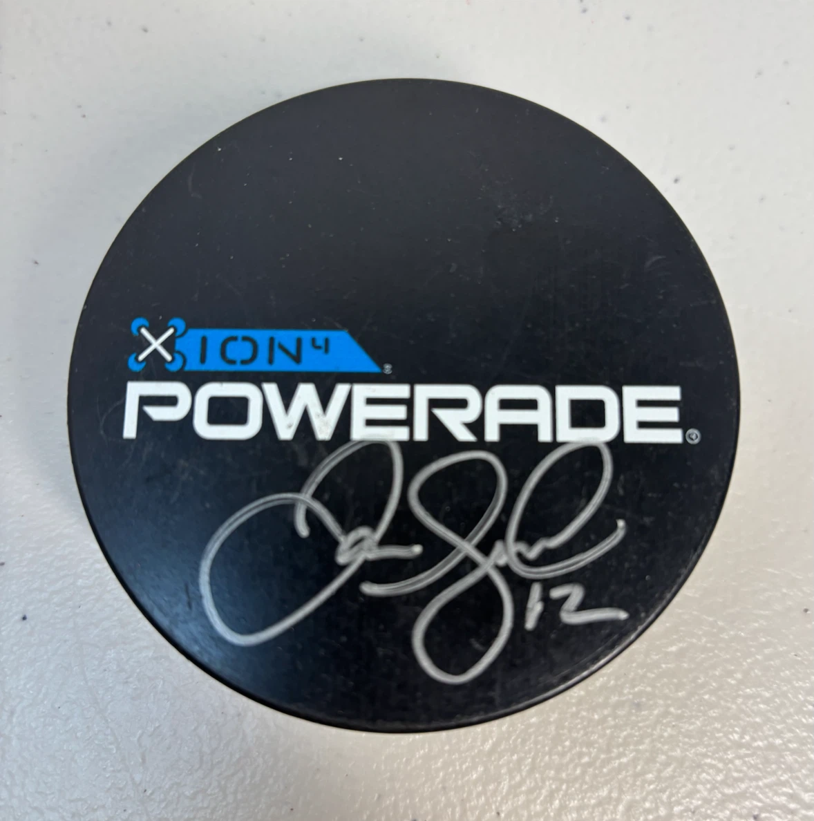 Jarome Iginla Signed Powerade ION4 Hockey Puck – #12
