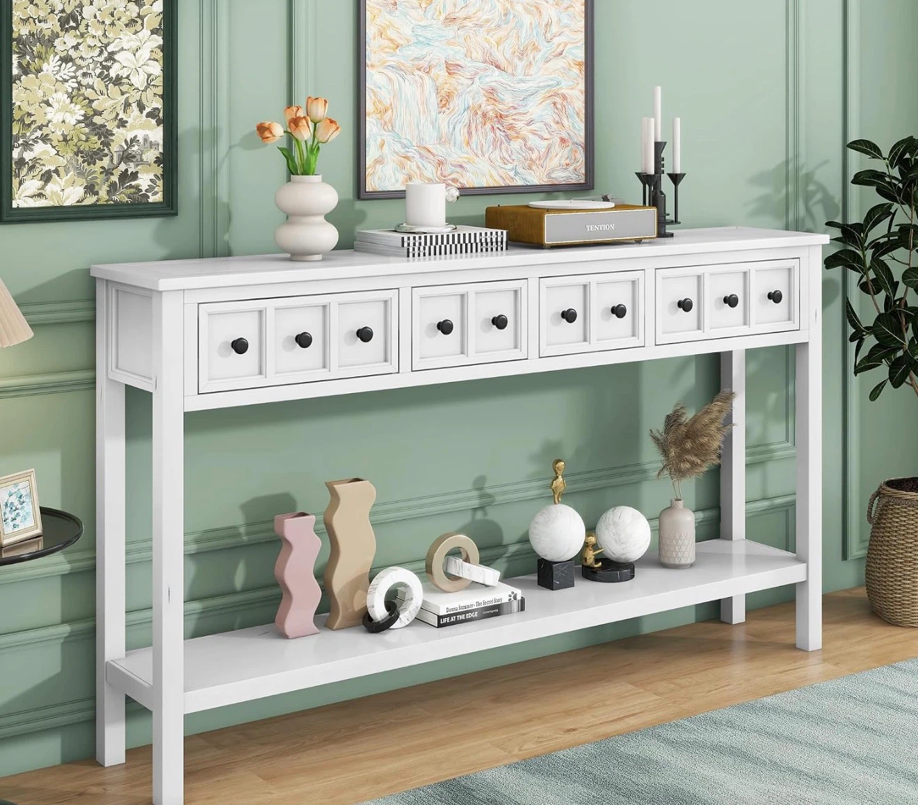 White Console Table with Drawers
