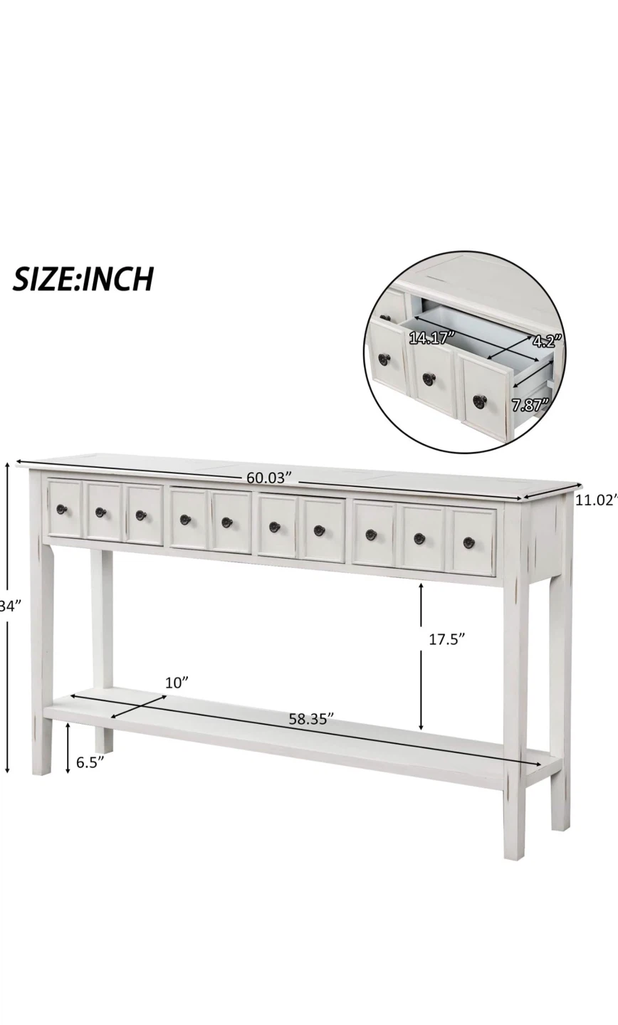 White Console Table with Drawers - photo 2