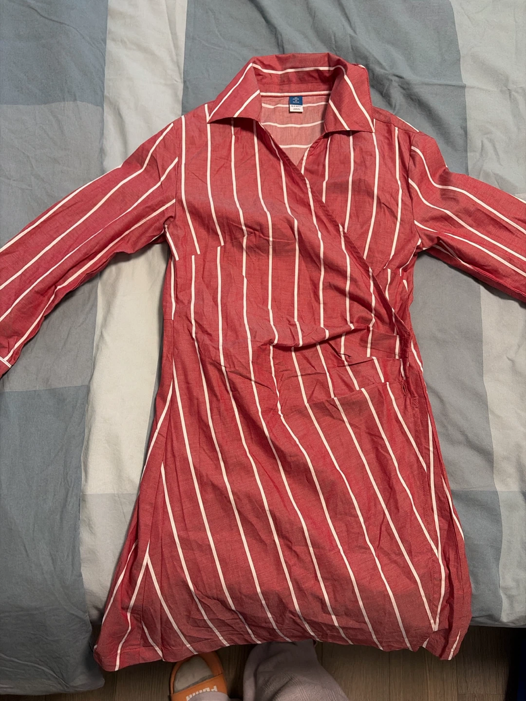 Old Navy Red Striped Wrap Dress