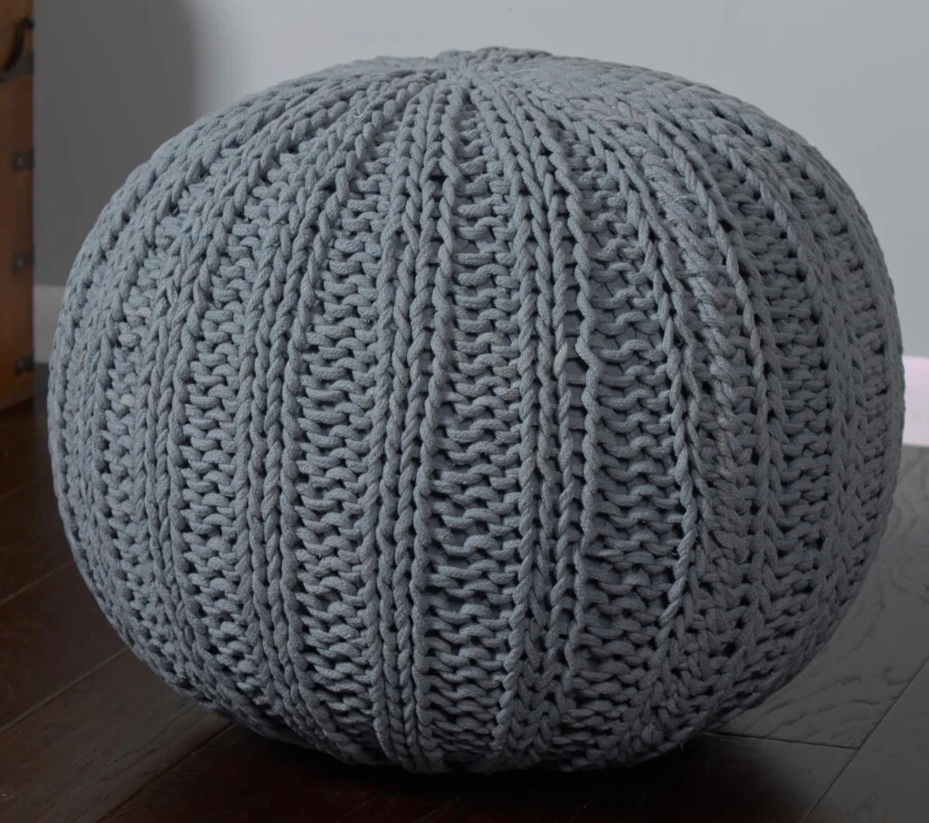 2 Knitted Round Pouf Ottoman - photo 2