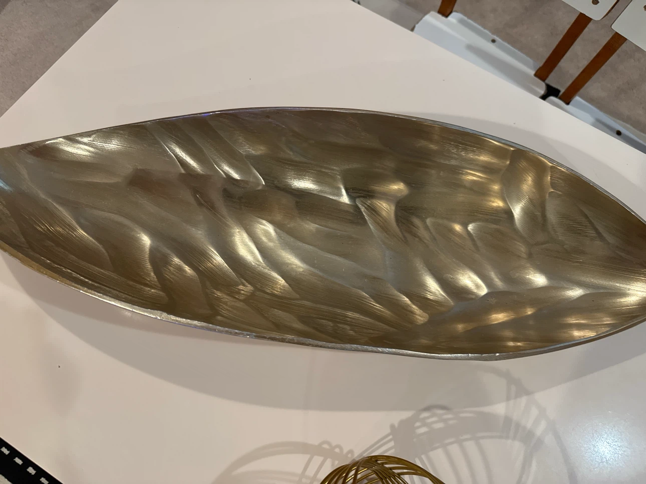 Gold Metal Decorative Tray with Two Orbs - photo 2