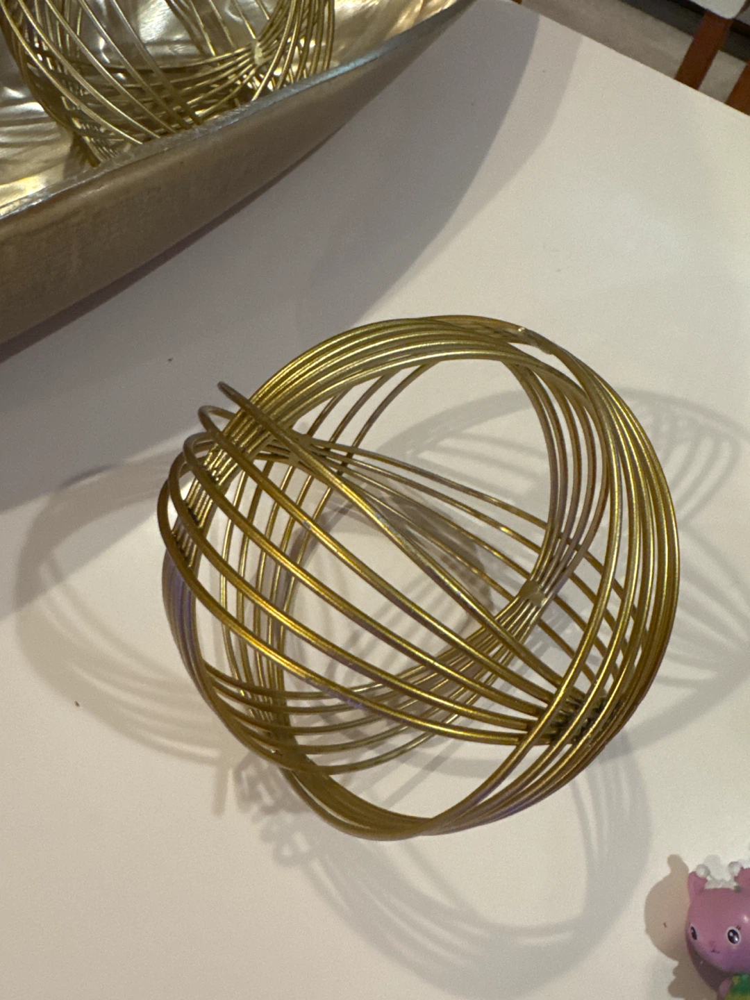 Gold Metal Decorative Tray with Two Orbs - photo 5