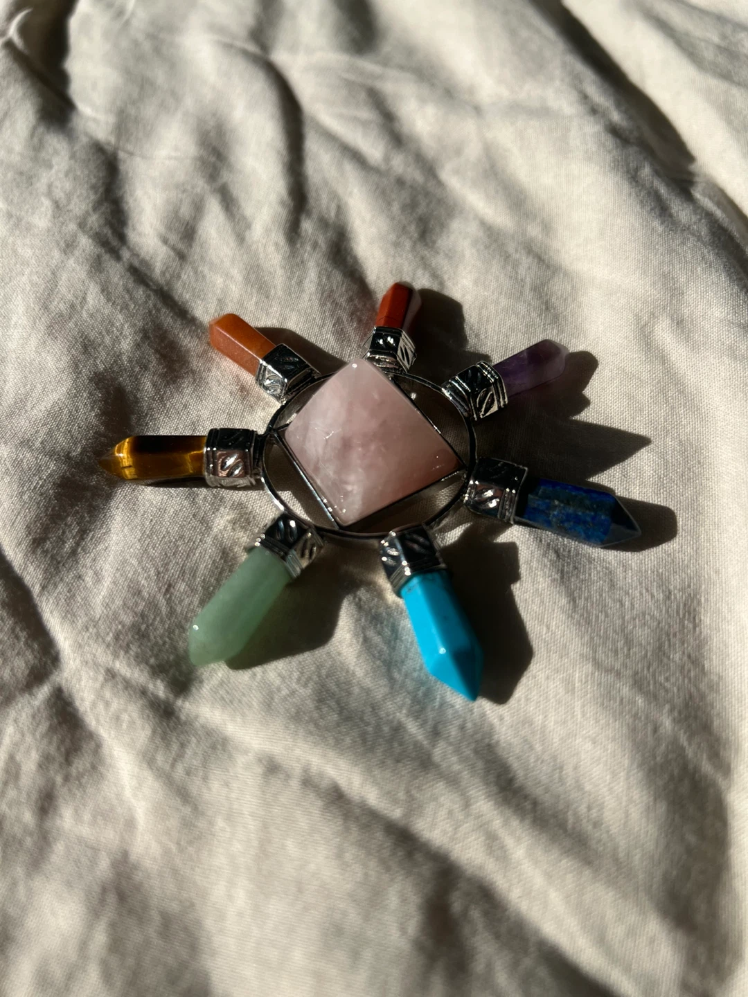 Natural rainbow crystal pyramid ornament