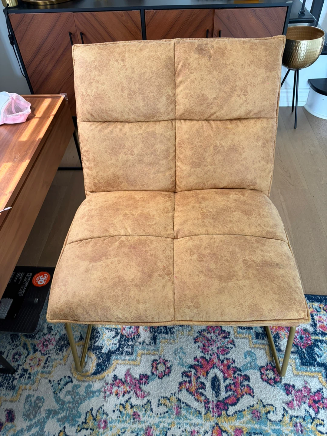 Tan Faux Leather Accent Chair - photo 2